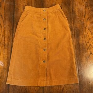 Uniqlo Button Front Corduroy Pencil Skirt Women Size XS Brown 24-25' Waist